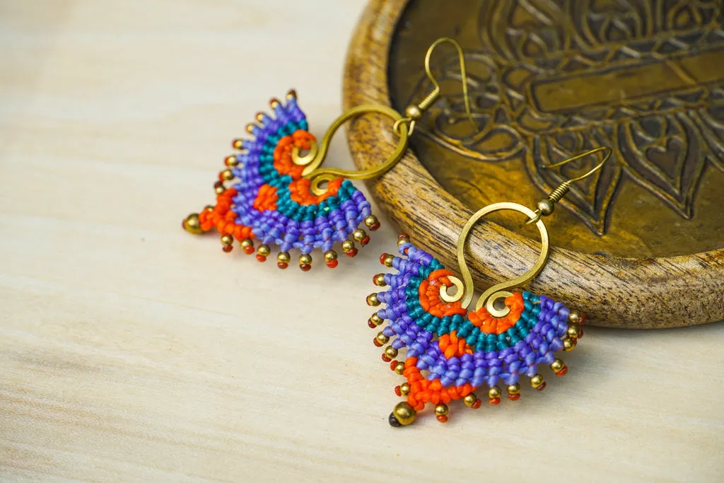 E7721- Micro Macrame Boho Earrings, Handmade Earrings, Hippie Earrings