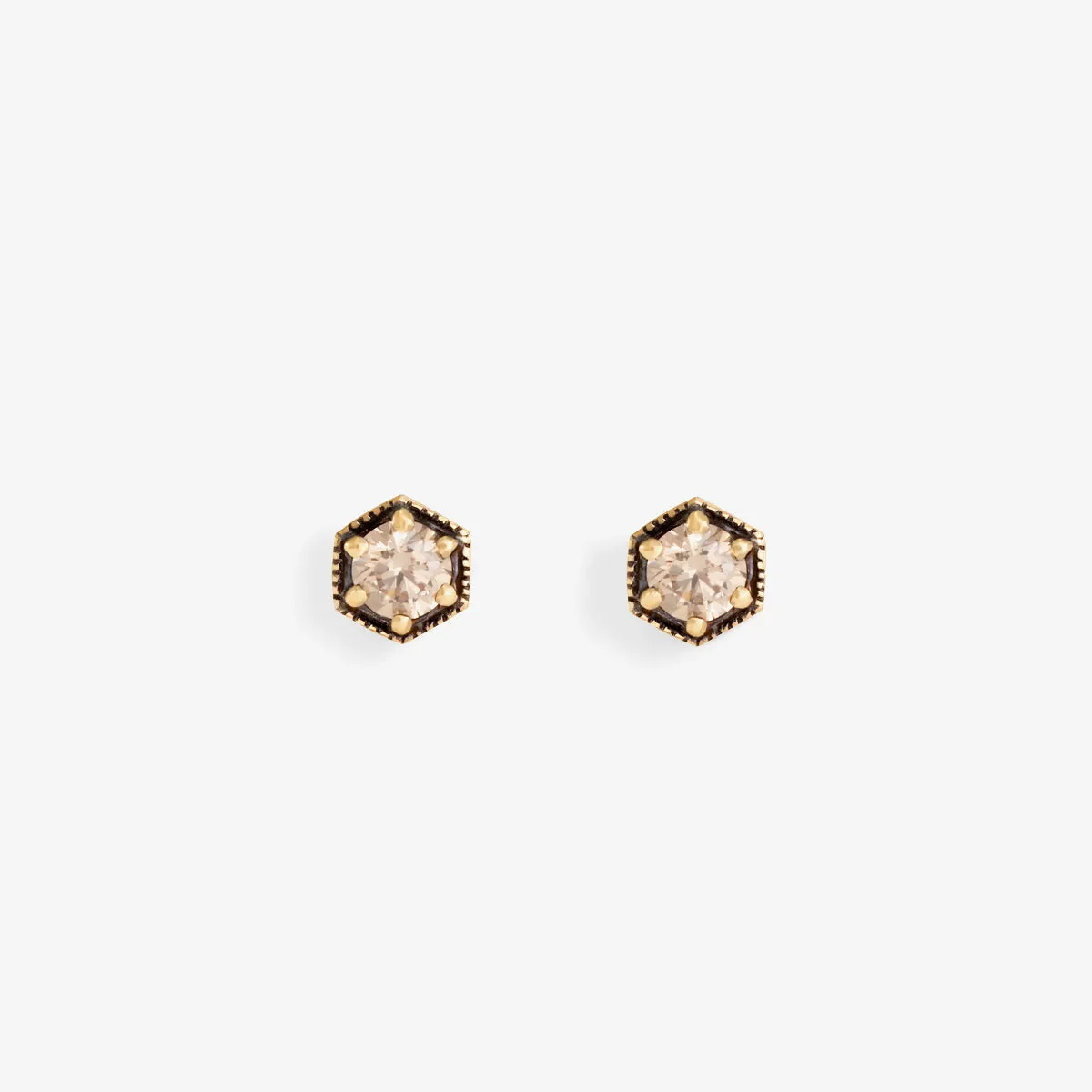 E9903BR | 3.5mm Brown Diamond Hexagon Studs