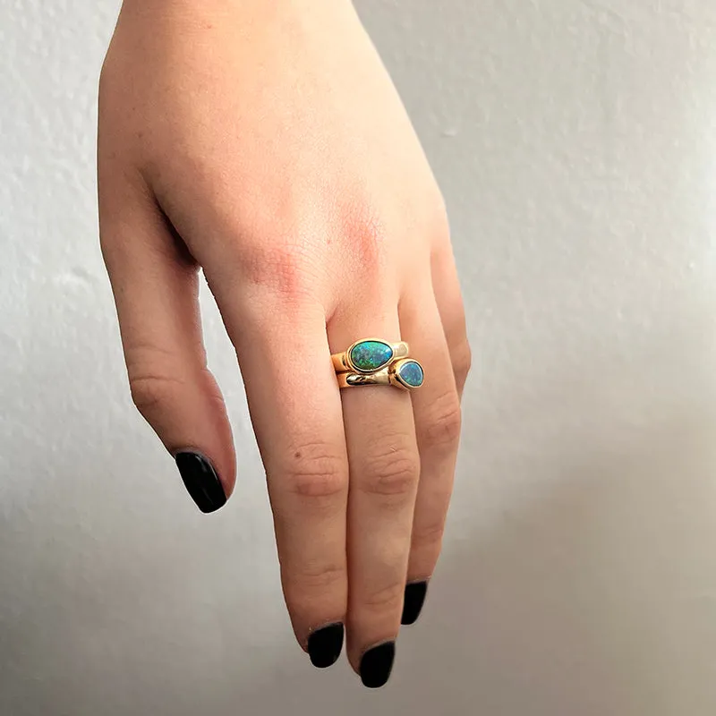 Ellipse Asymmetric Ring, Crystal Opal, 9kt Yellow Gold