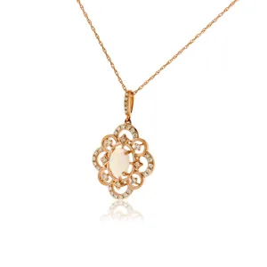 Ethiopian Opal Intricate Design Rose Gold Pendant