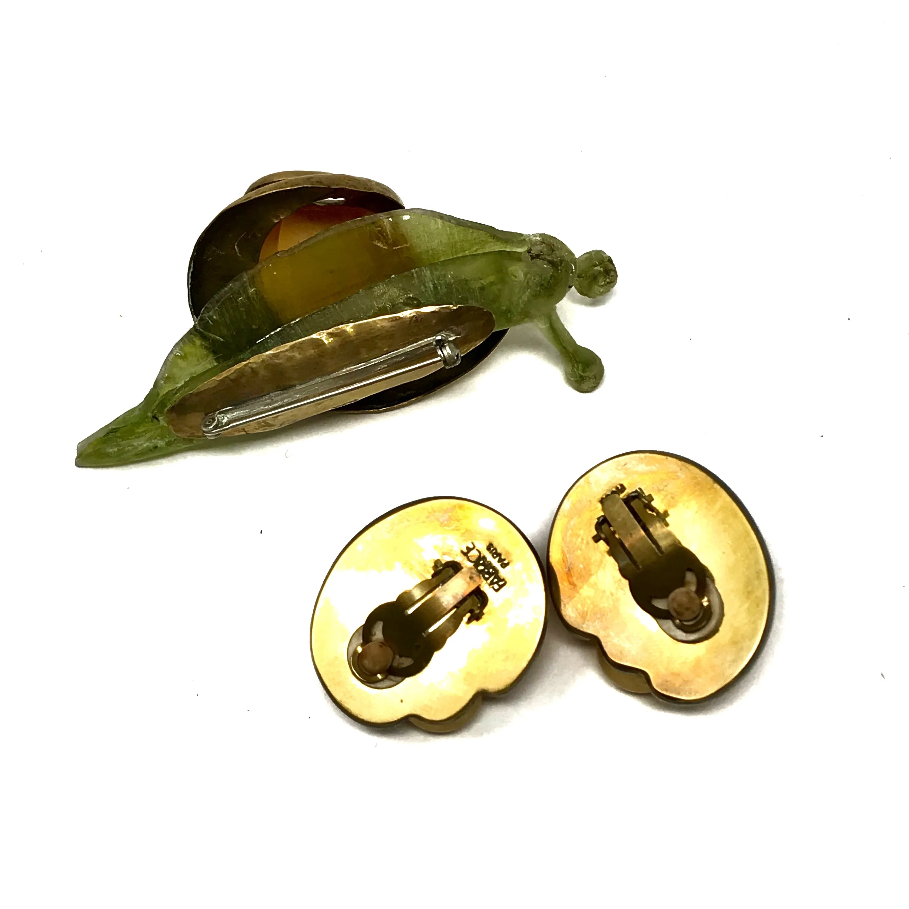 Fabrice Paris Snail Earring and Brooch Pin Set