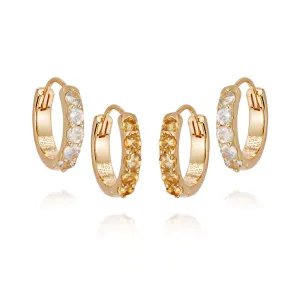 Get The Glow Huggie Earring Stack 18ct Gold Plate