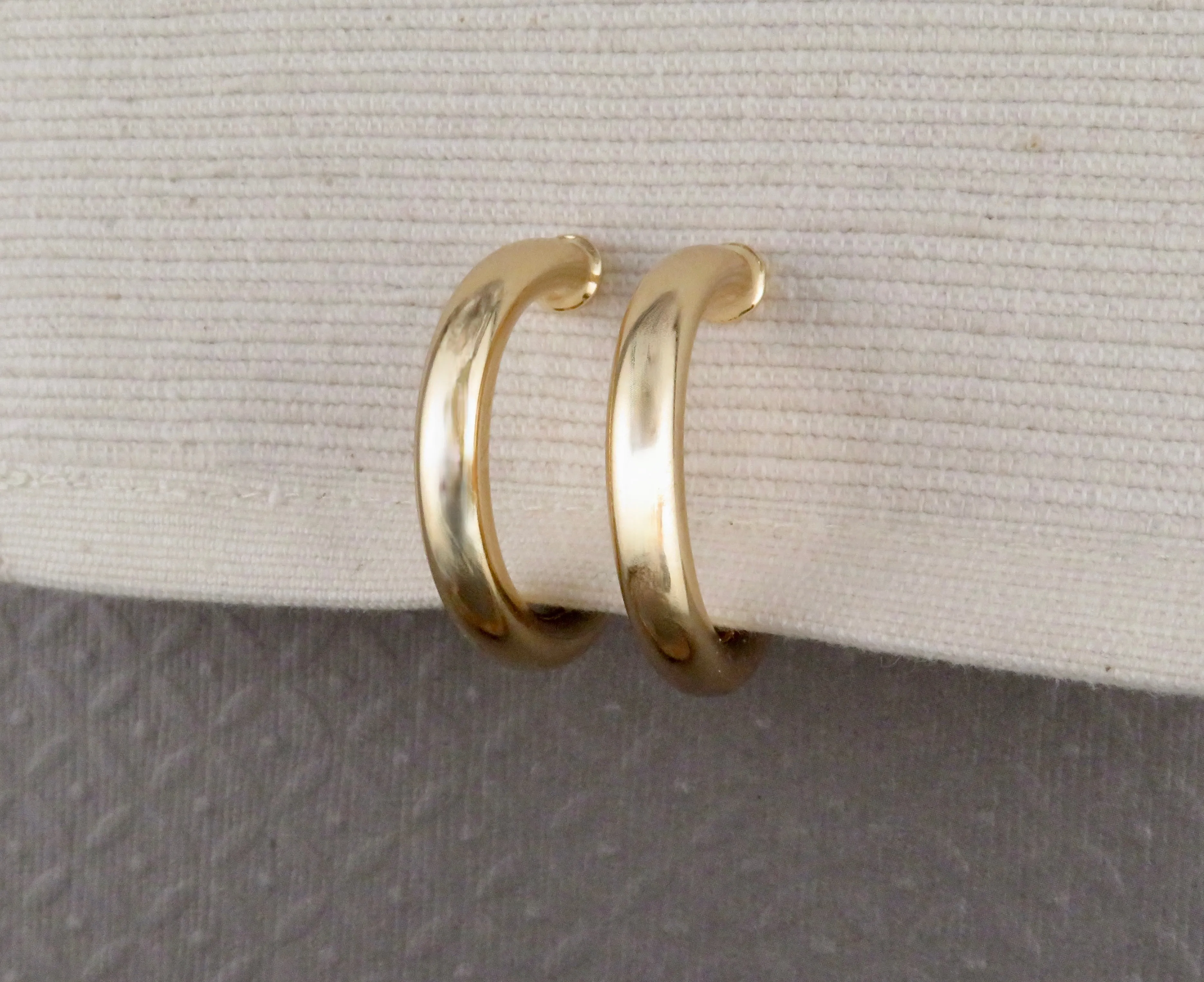 Gold Filled Post Hoop Earrings - Medium