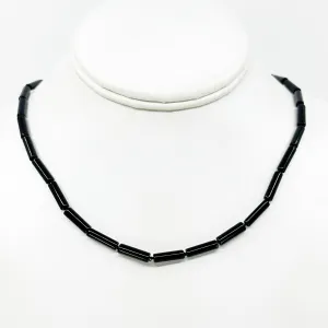 Hand Made sterling silver onyx bead necklace