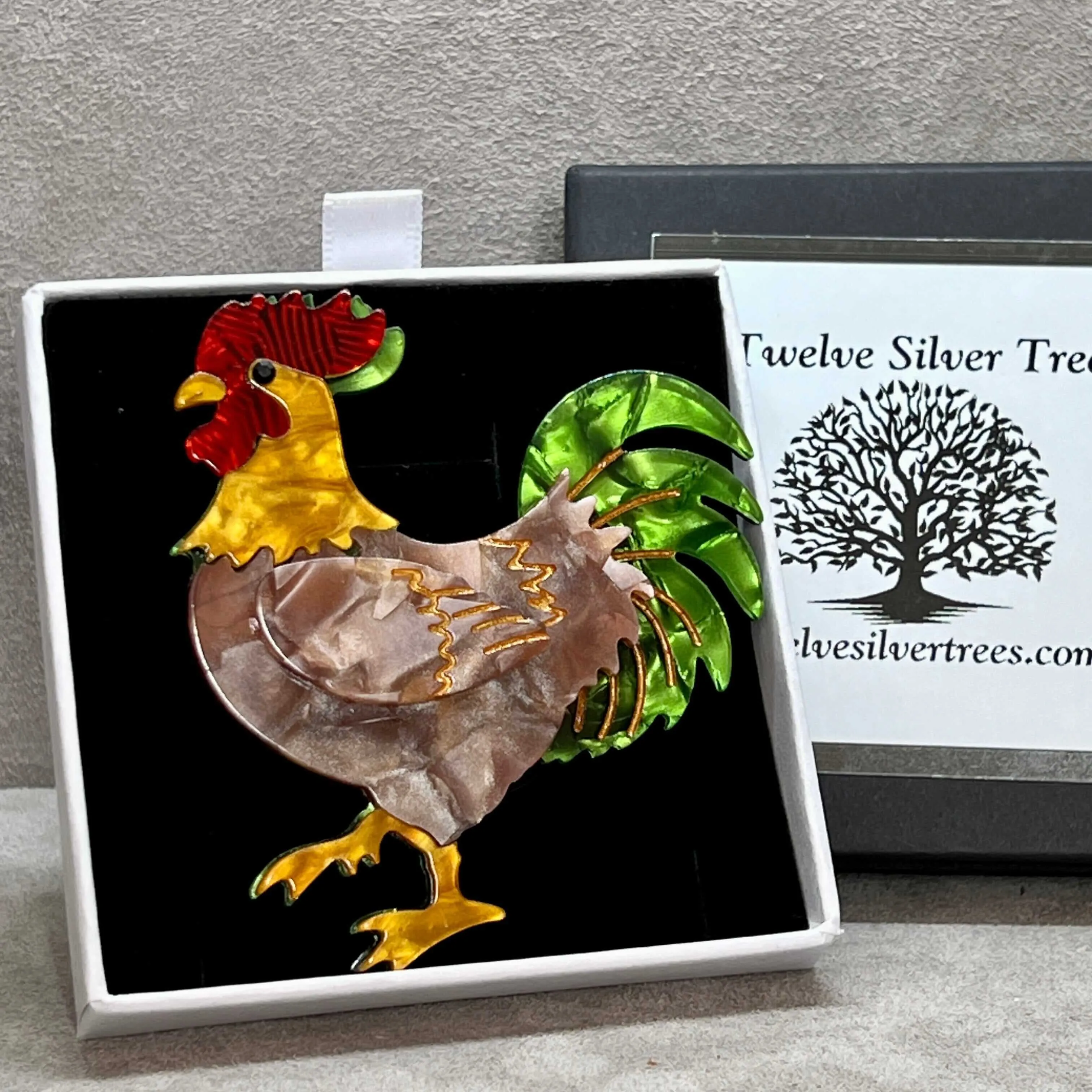 Handmade Acrylic Art Brooch - The Distracted Chicken