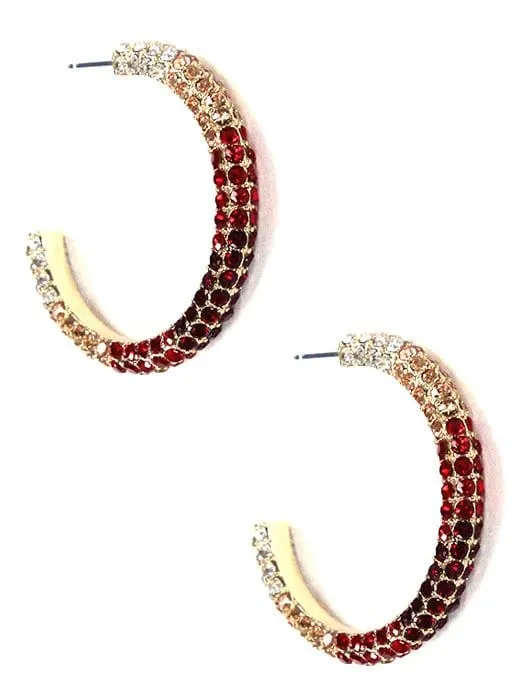 HE2066 Ombre Pave Hoop Earrings