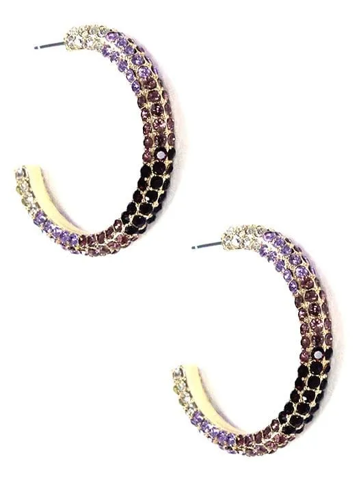 HE2066 Ombre Pave Hoop Earrings