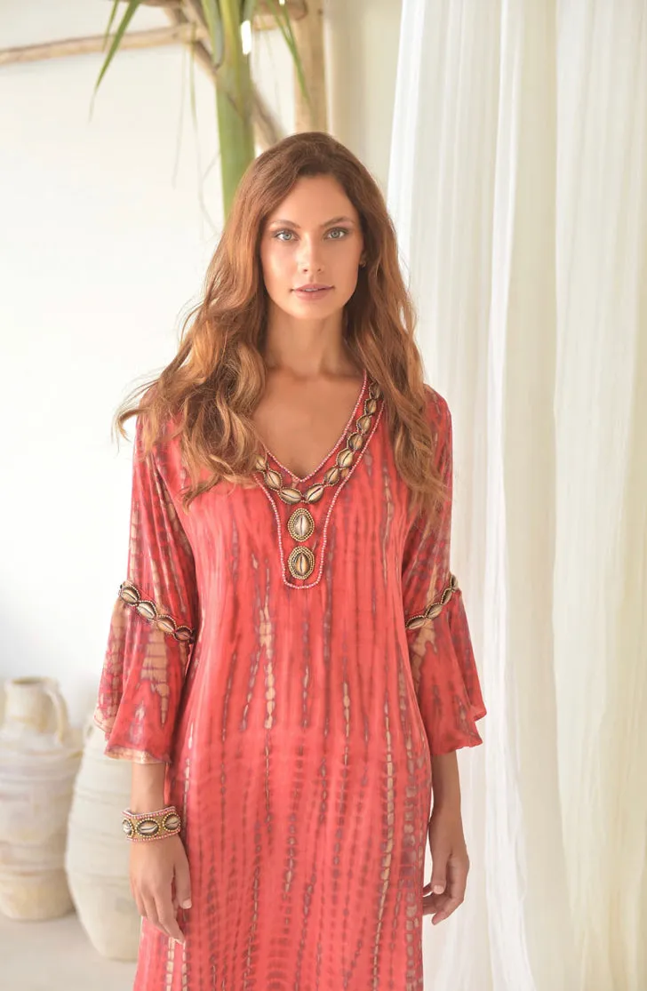 Hot Coral Kaftan