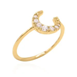 Isabel Crescent Moon Crystal Ring | 18K Gold Plated