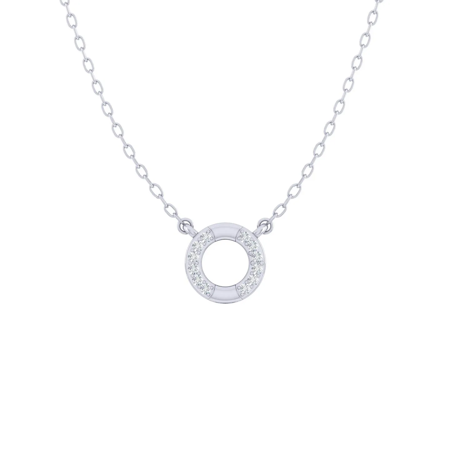 Karma Circle 1/20 Cttw Natural Diamond Pendant Necklace set in 925 Sterling Silver