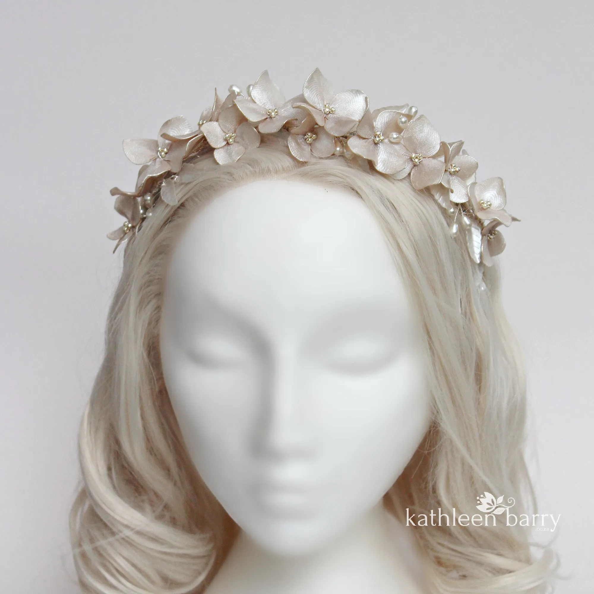 Kerryn floral and pearl hairband taiara style - custom colors to order