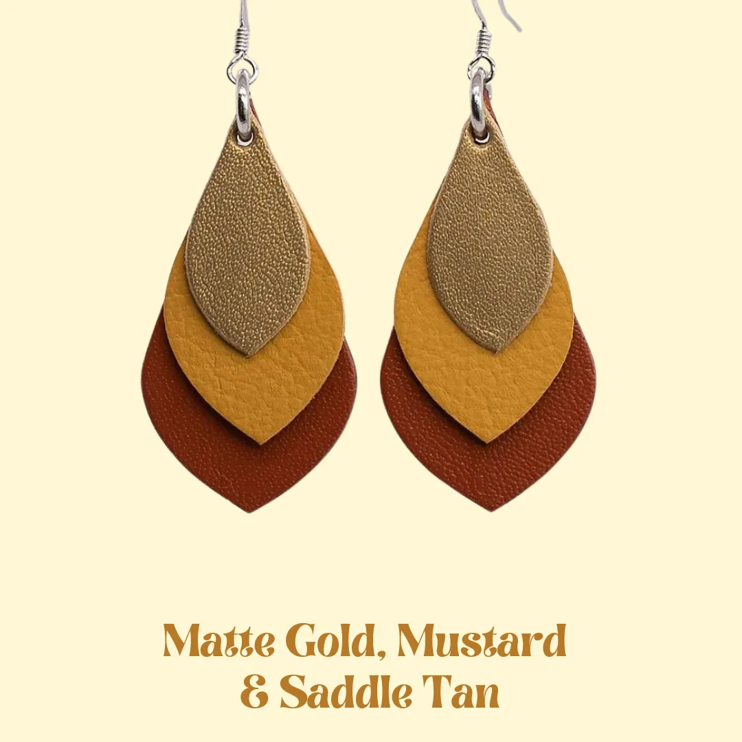 KI & Co - Leather Tear Drop Earrings Various