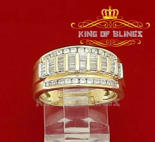 King Of Bling's 925 Yellow 1.75ct Cubic Zirconia Silver Men's Adjustable Ring From SZ 9 to 11