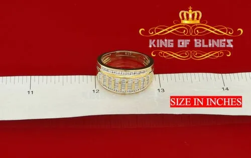 King Of Bling's 925 Yellow 1.75ct Cubic Zirconia Silver Men's Adjustable Ring From SZ 9 to 11