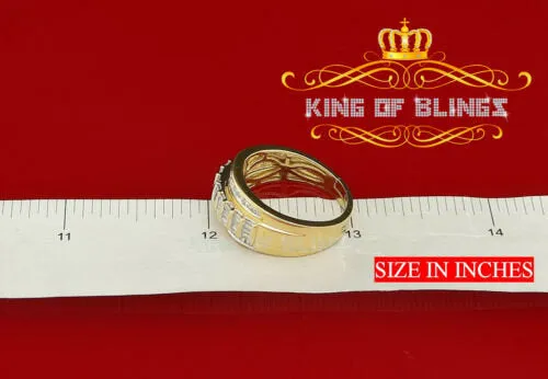 King Of Bling's 925 Yellow 1.75ct Cubic Zirconia Silver Men's Adjustable Ring From SZ 9 to 11