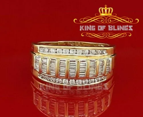 King Of Bling's 925 Yellow 1.75ct Cubic Zirconia Silver Men's Adjustable Ring From SZ 9 to 11