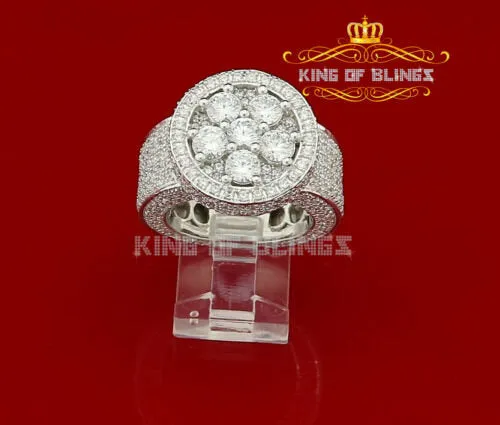 King Of Bling'sWhite 925 Silver Sterling 14.00ct Round Cubic Zirconia Fashion Men's Ring SZ9.5