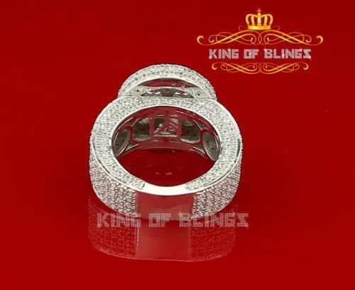 King Of Bling'sWhite 925 Silver Sterling 14.00ct Round Cubic Zirconia Fashion Men's Ring SZ9.5