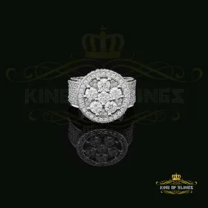 King Of Bling'sWhite 925 Silver Sterling 14.00ct Round Cubic Zirconia Fashion Men's Ring SZ9.5