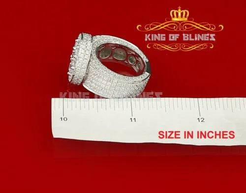 King Of Bling'sWhite 925 Silver Sterling 14.00ct Round Cubic Zirconia Fashion Men's Ring SZ9.5