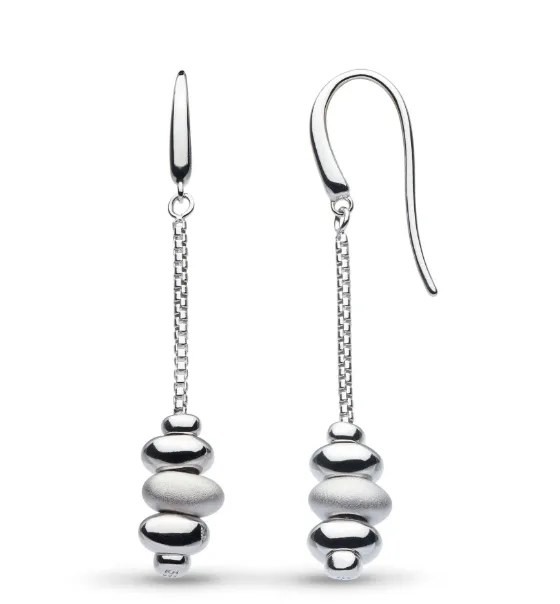 Kit Heath Sterling Silver Rhodium Plated Pebble Sand Drop Earrings (SI6833)