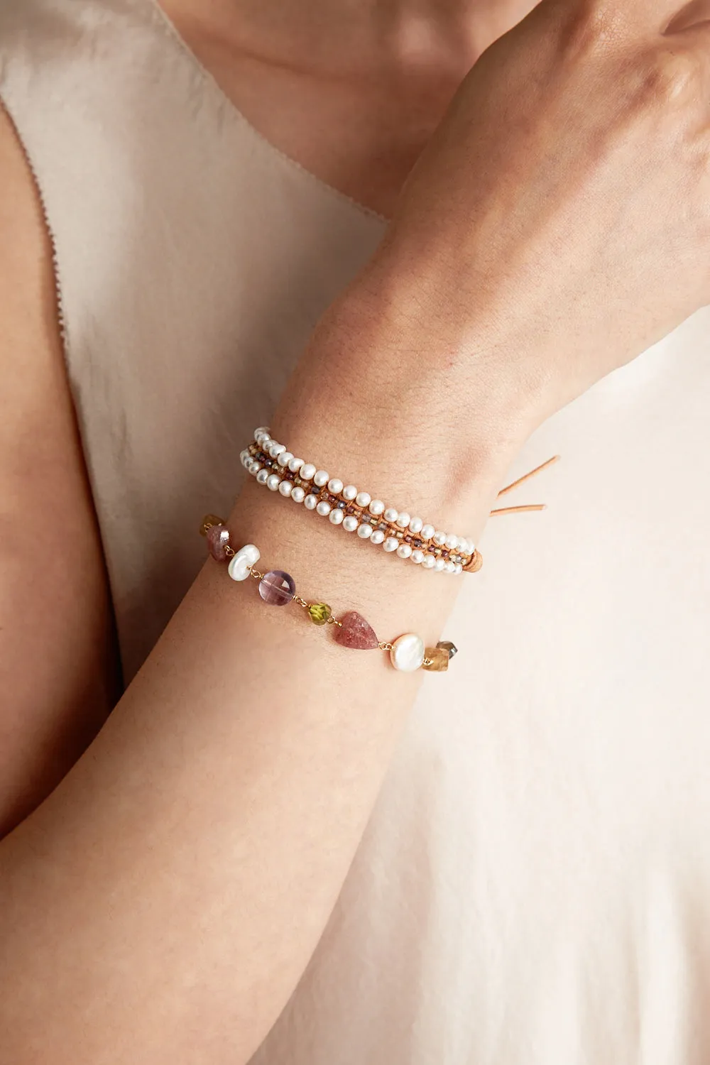 Koa Wrap Bracelet Pearl Mix