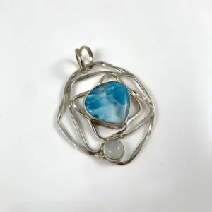 Larimar, Moonstone & Sterling Silver Pendant