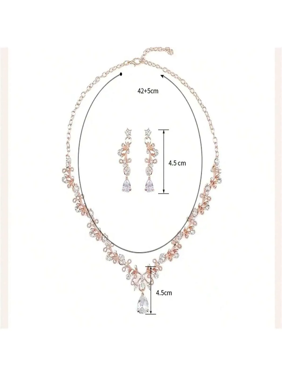 Light luxury fashion New Year jewelry cross-border diamond earrings necklace set engagement wedding