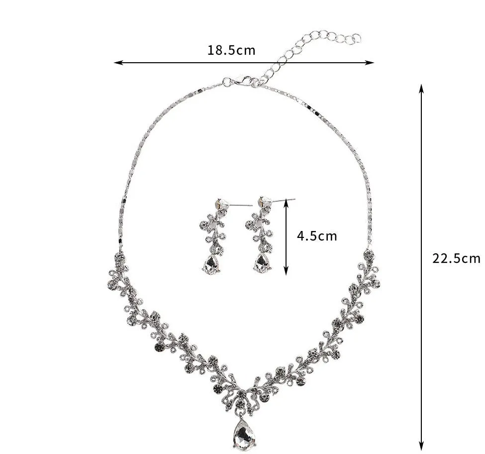 Light luxury fashion New Year jewelry cross-border diamond earrings necklace set engagement wedding