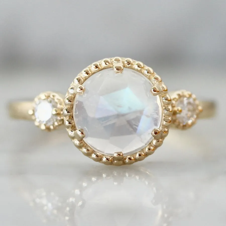 Love Potion Round Rose Cut Moonstone Ring