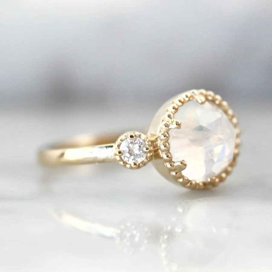 Love Potion Round Rose Cut Moonstone Ring