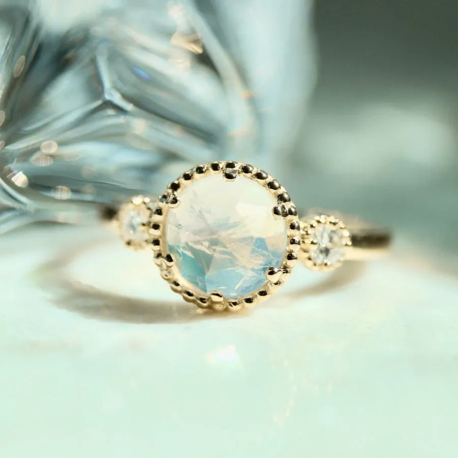 Love Potion Round Rose Cut Moonstone Ring