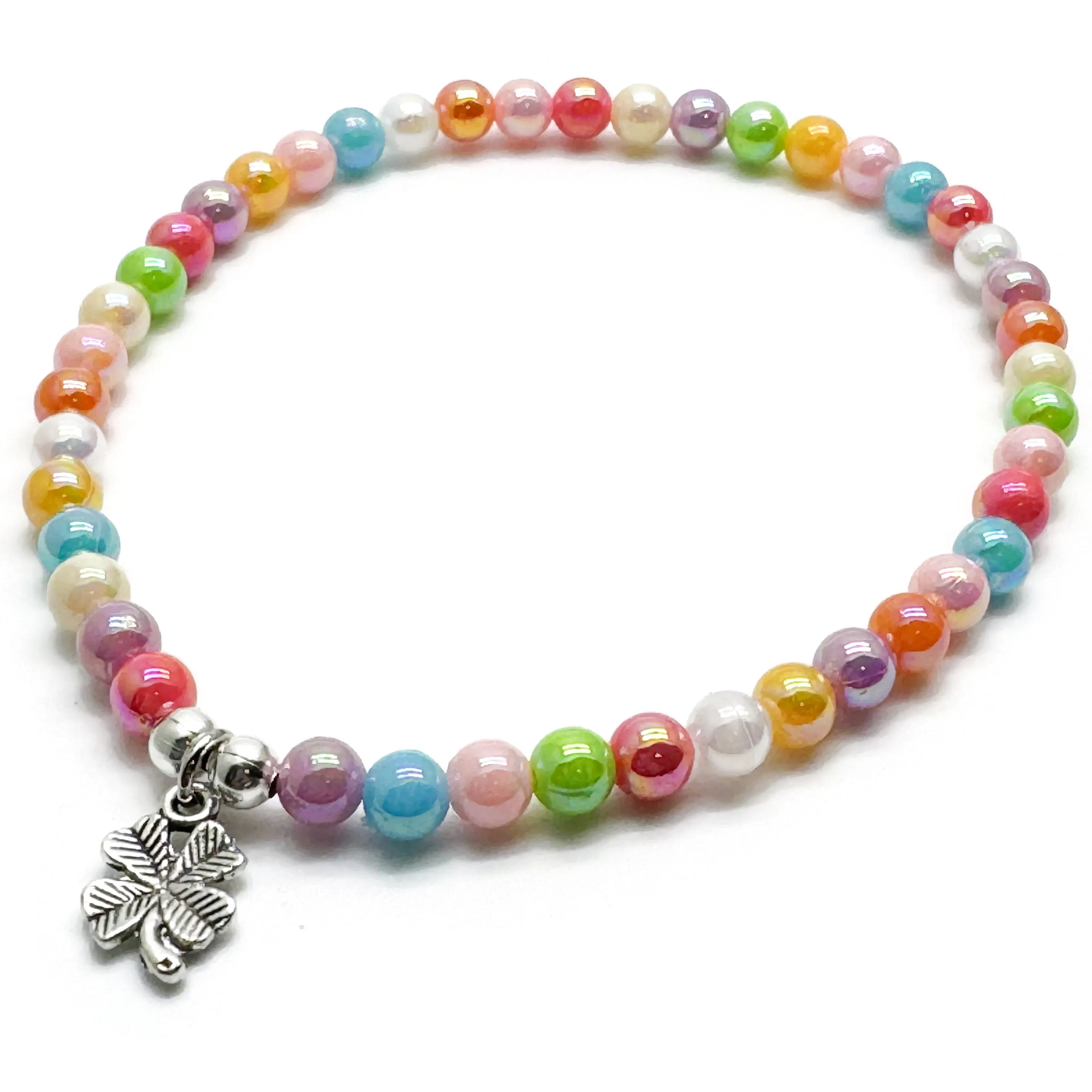 Lucky Clover Acrylic Bead Anklet - Colour Choice