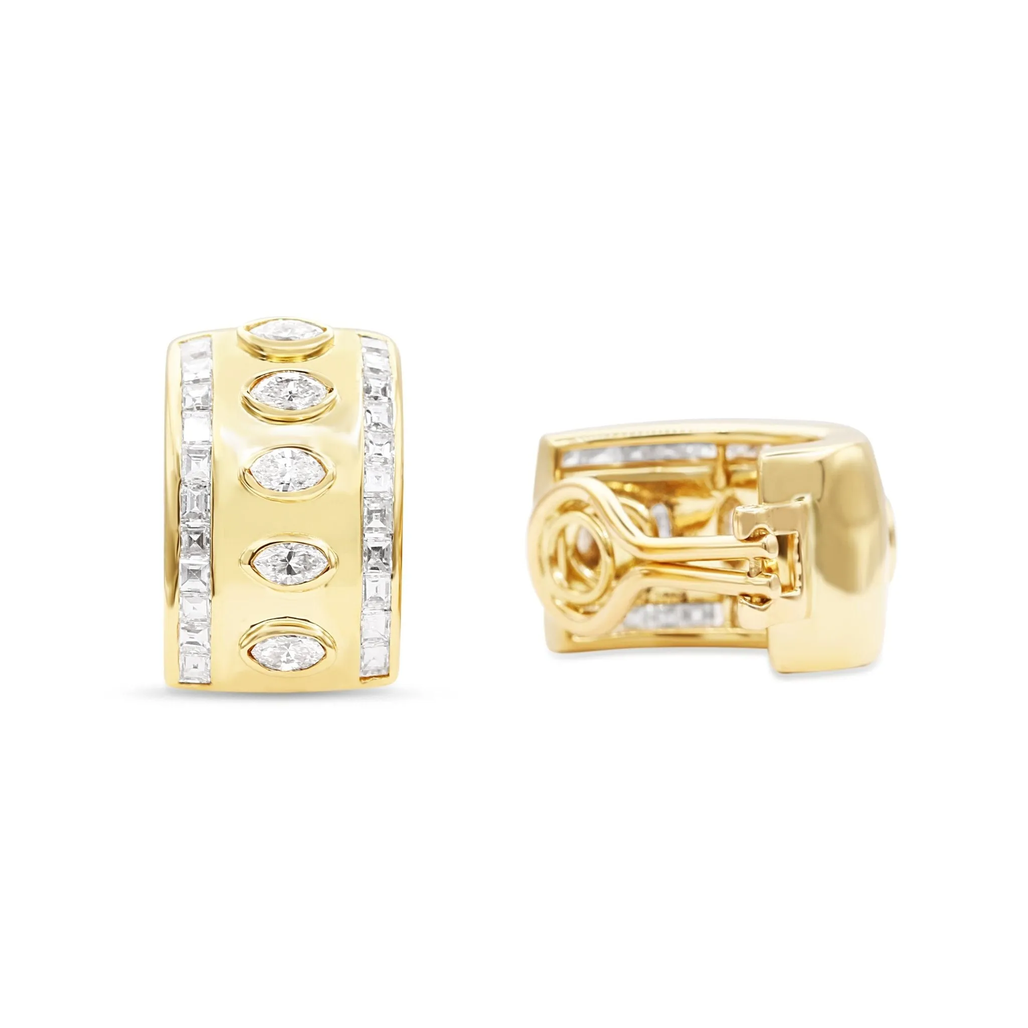 Marquise & Square Baguette Diamond Clip On Earrings