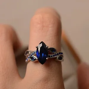 Marquise cut blue sapphire stone ring (All Blue Edition)