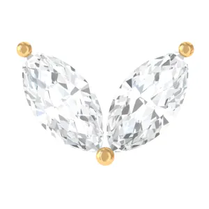 Marquise Cut Moissanite Two Stone Leaf Helix Earring