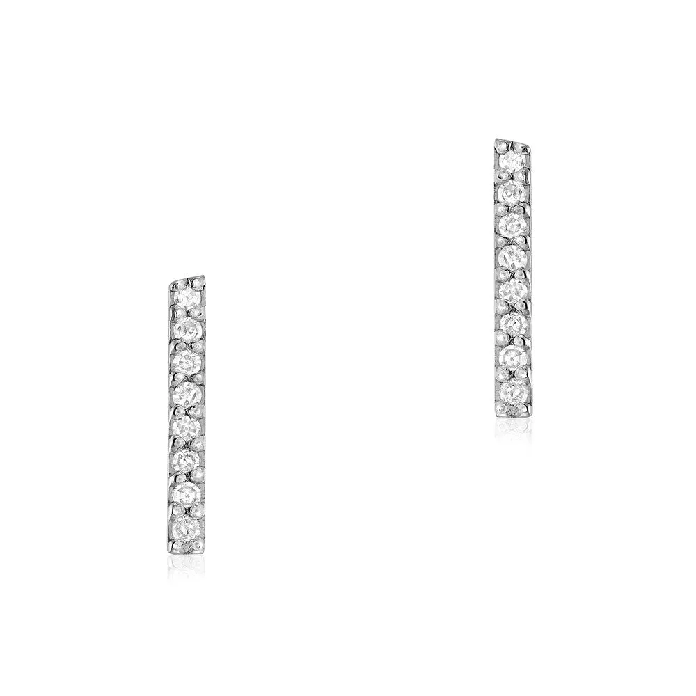 Medium Diamond Bar Post Earrings