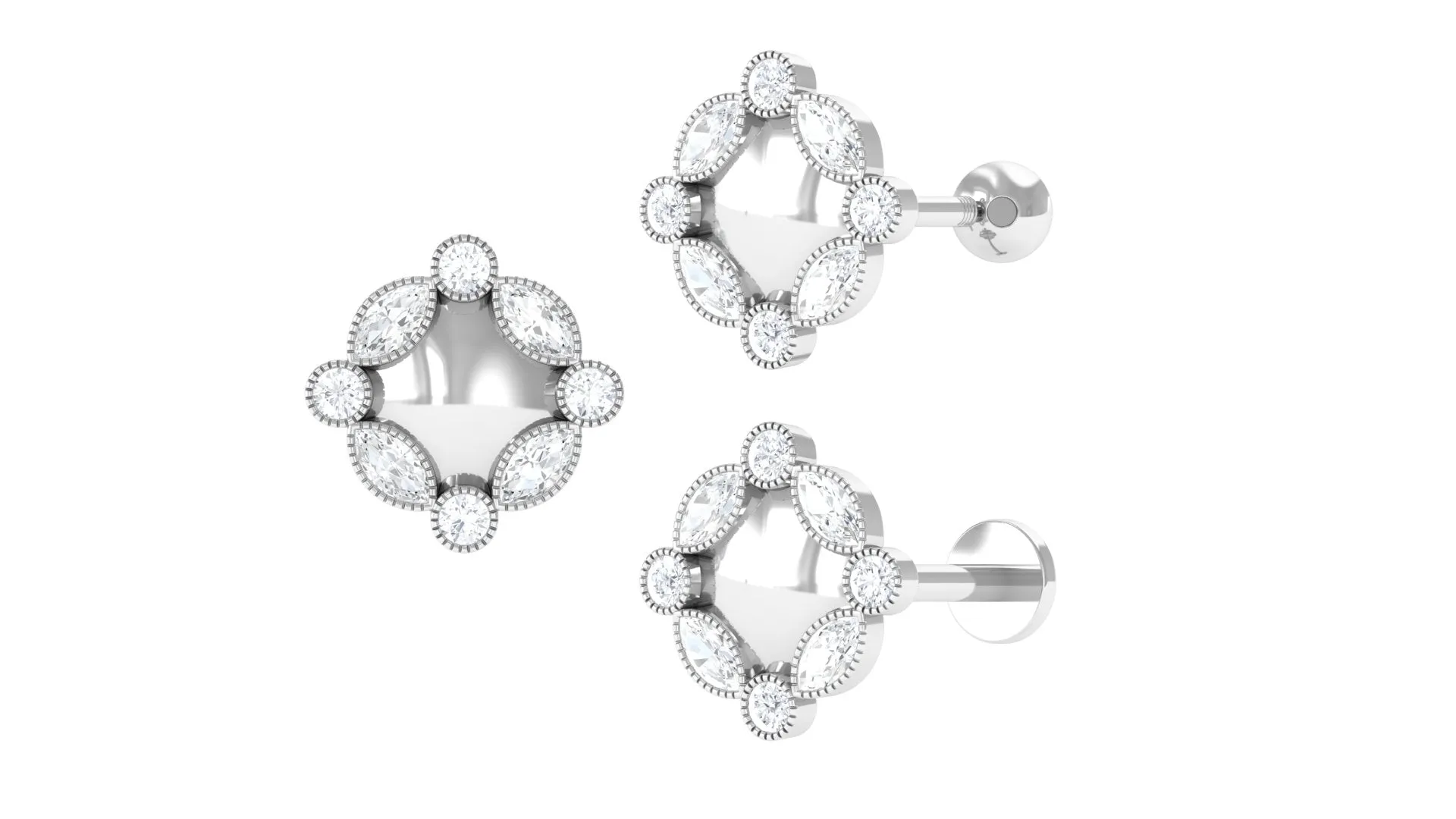 Minimalist Moissanite Floral Earring for Helix Piercing