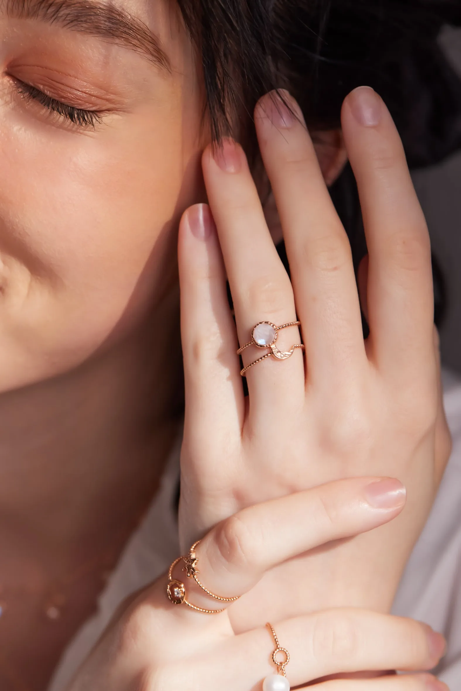 Moonstone Gold Dainty Ring