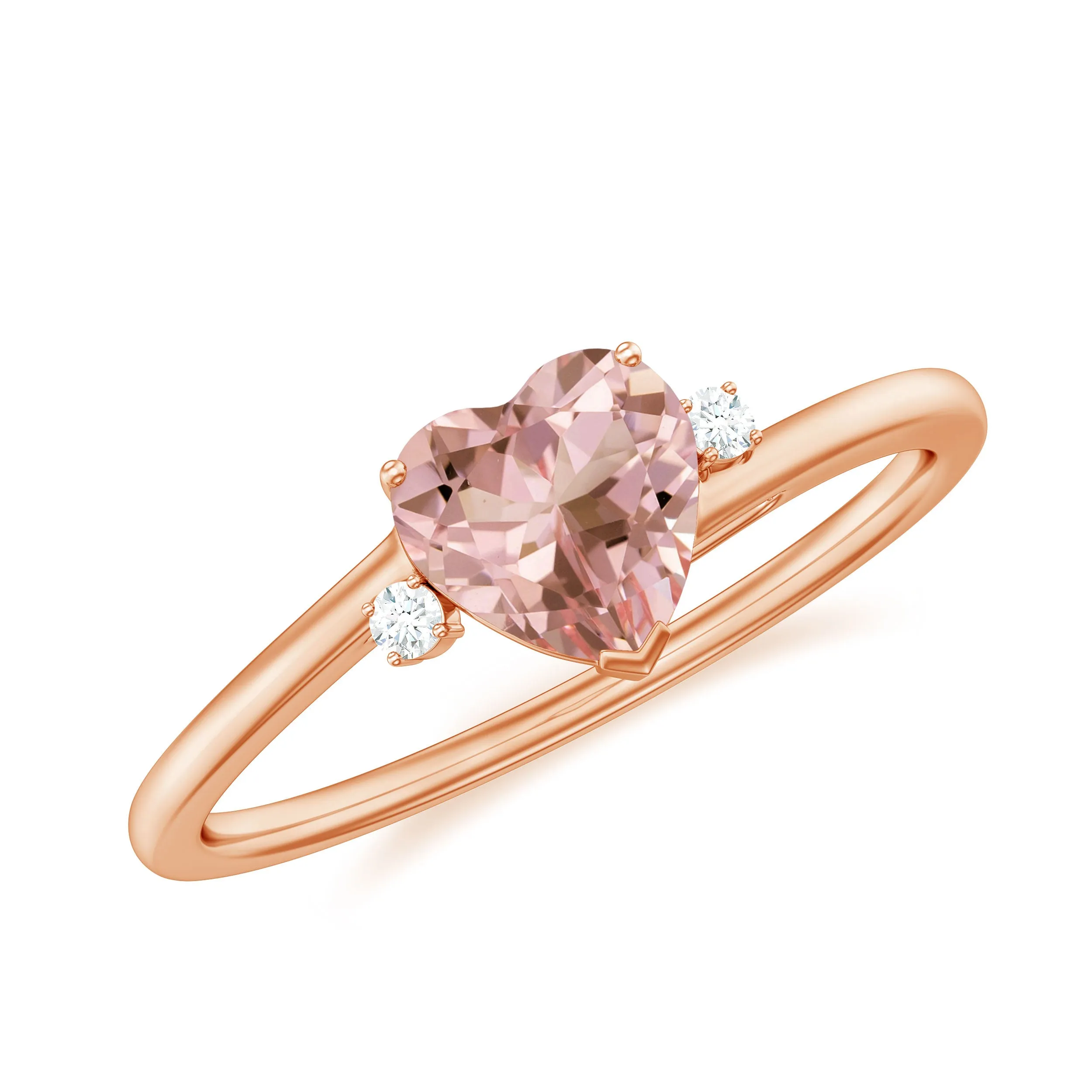 Morganite Heart Engagement Ring with Diamond