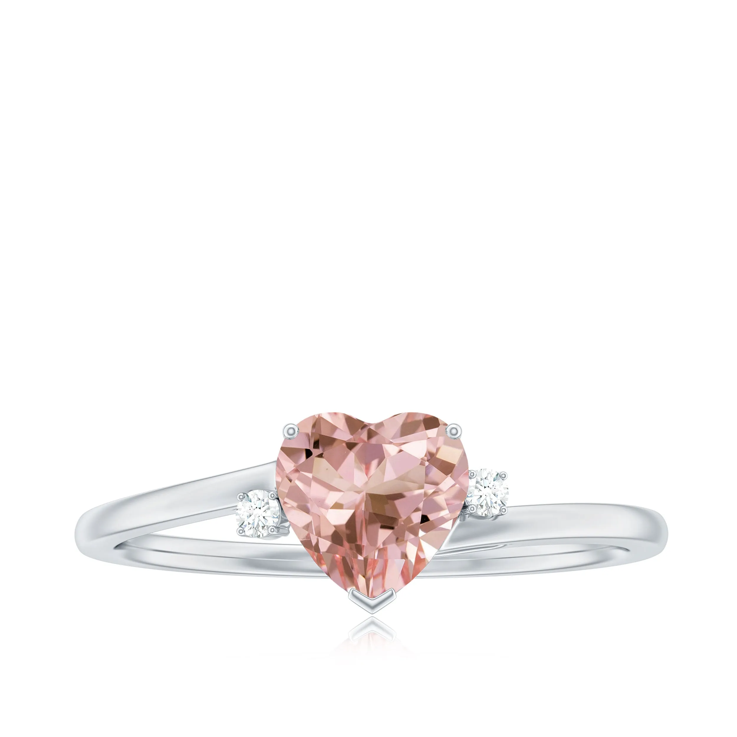 Morganite Heart Engagement Ring with Diamond