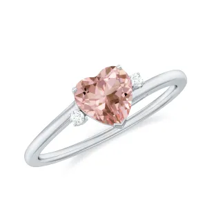 Morganite Heart Engagement Ring with Diamond