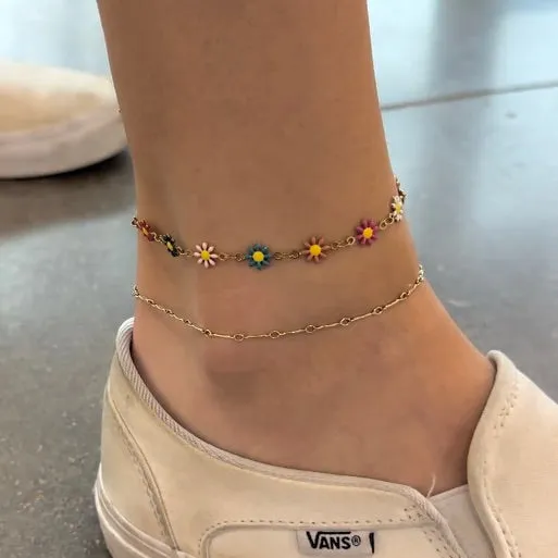 Multicolor Daisy Anklet