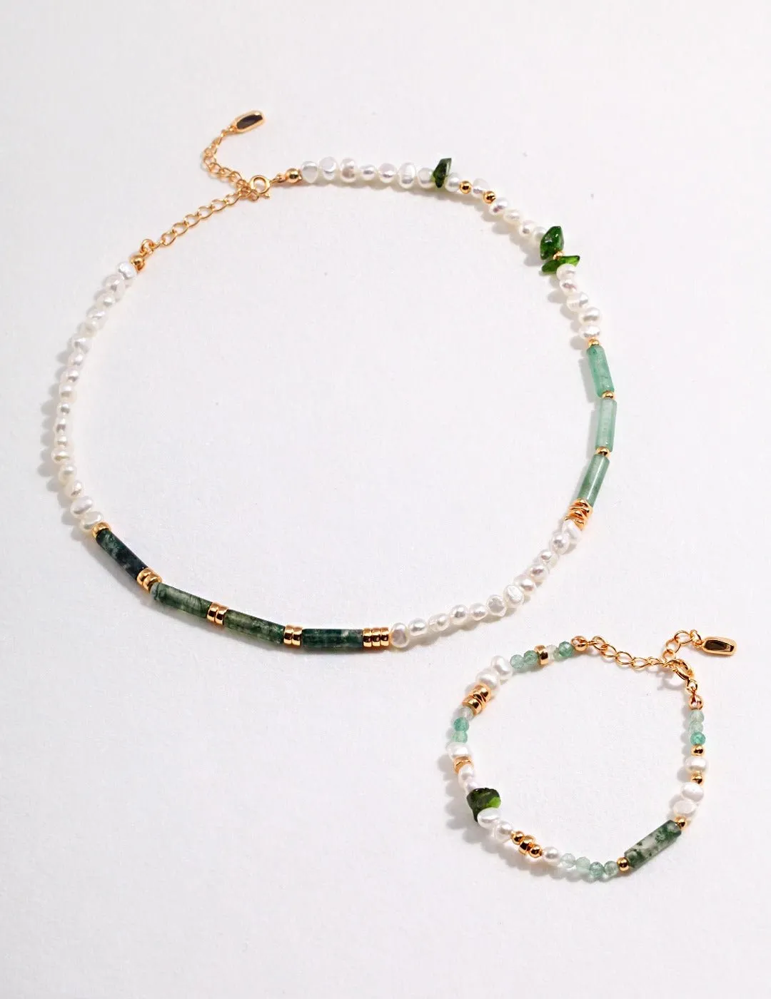 Multielement Gemstone and Pearl Beaded Necklace