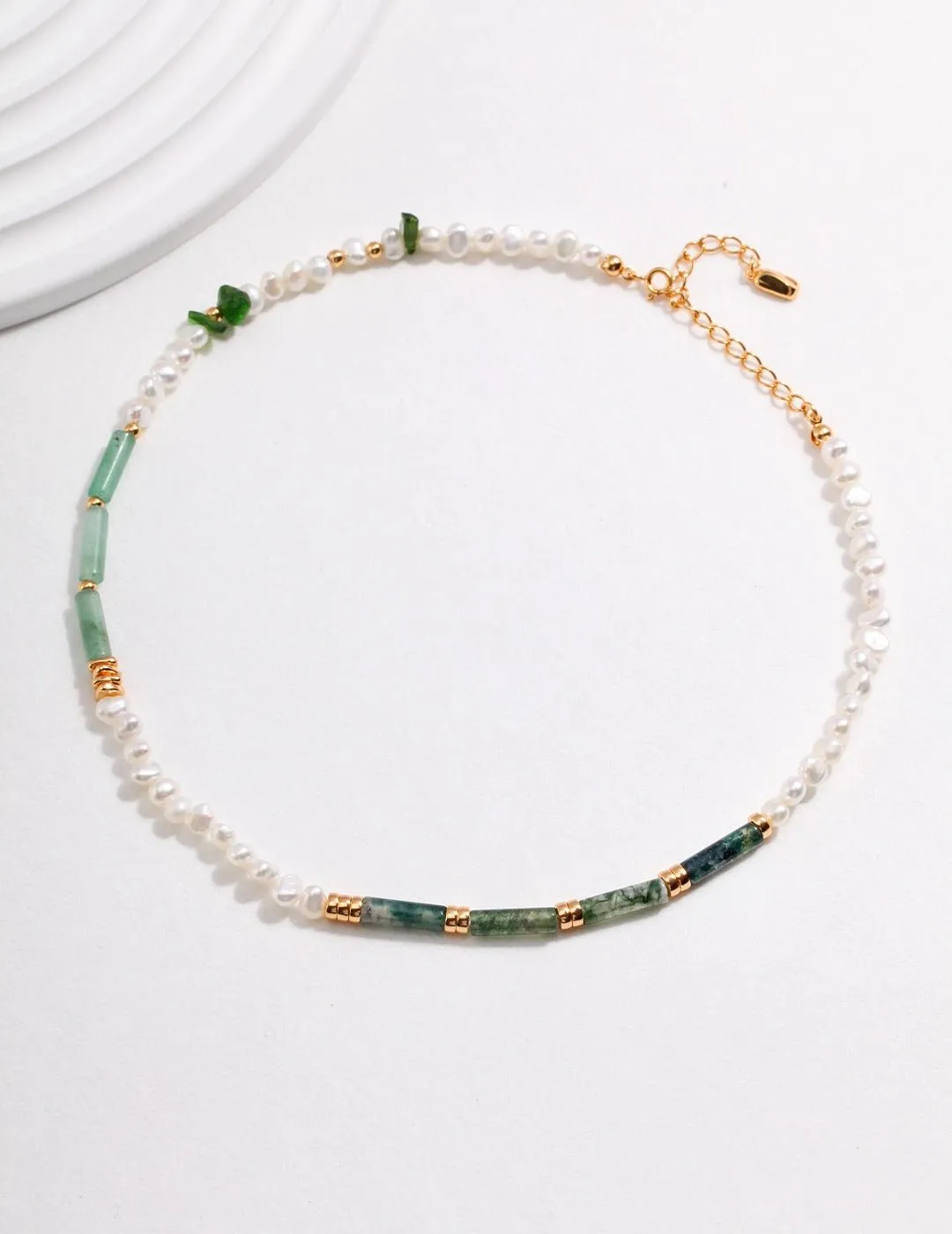 Multielement Gemstone and Pearl Beaded Necklace