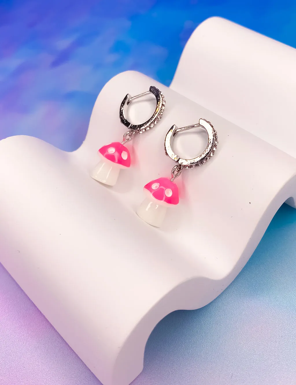 MYSTIC MUSHROOM HOOP EARRINGS - PINK