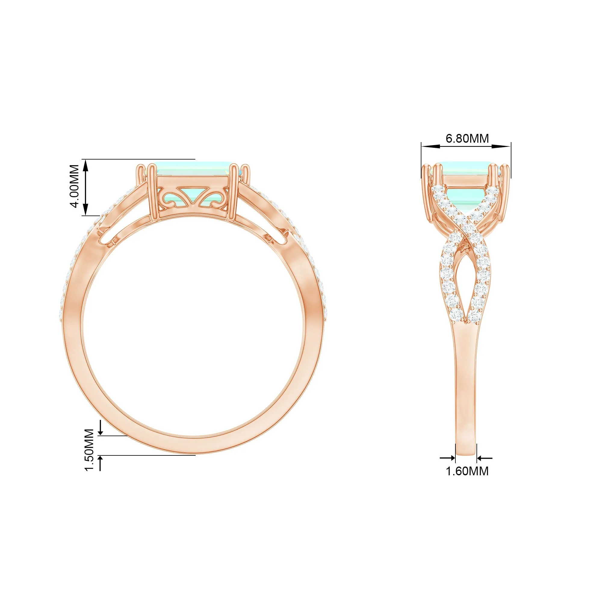 Octagon Ethiopian Opal East West Crossover Ring with Diamond