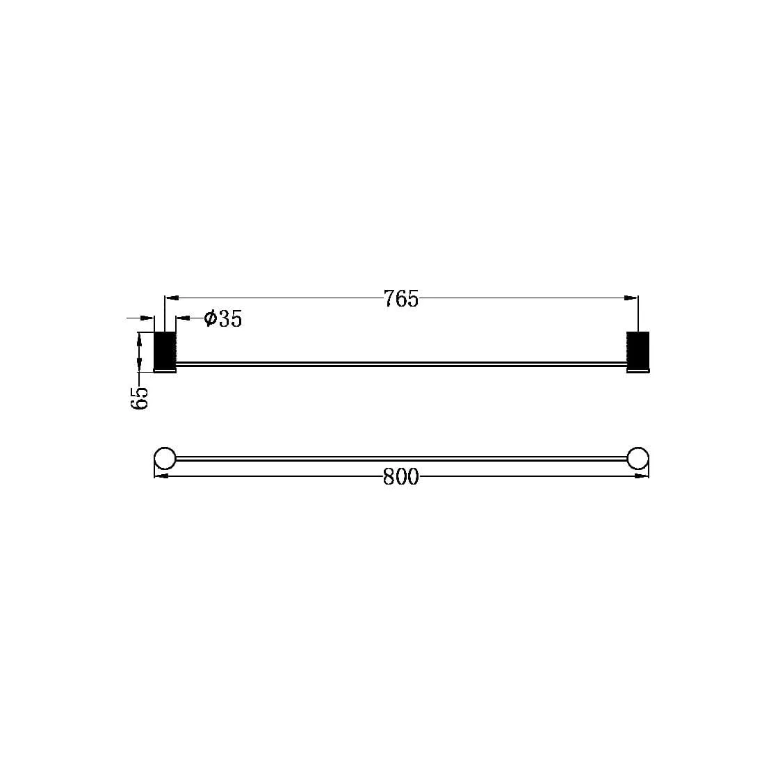 OPAL Single Towel Rail Brushed Nickel 800MM 2530-BN