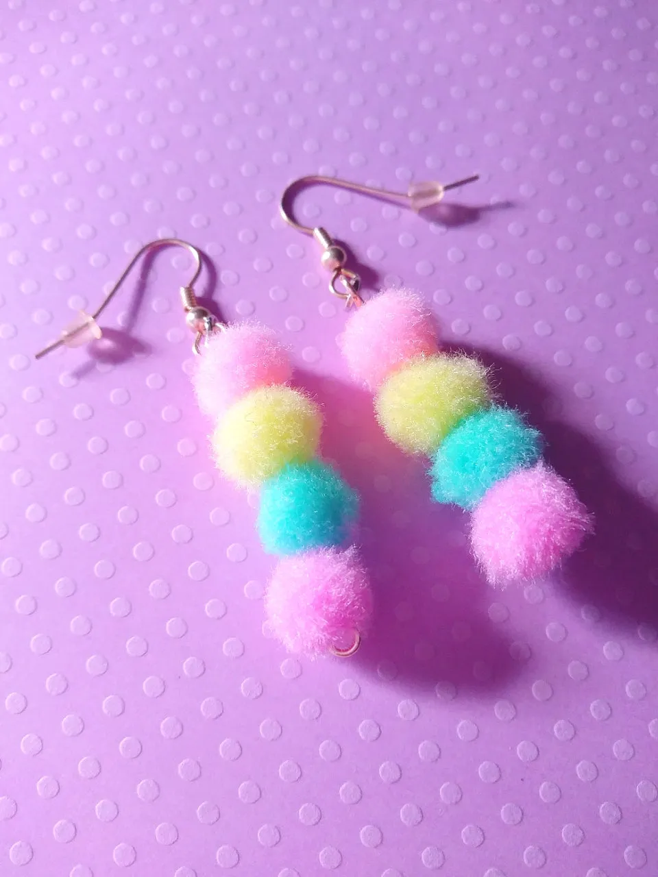 Pastel Kawaii Mini Pom Pom Earrings (925 Silver Hooks)