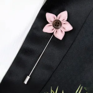 Peluche Brown Button Flower Beige Brooch Lapel Pin